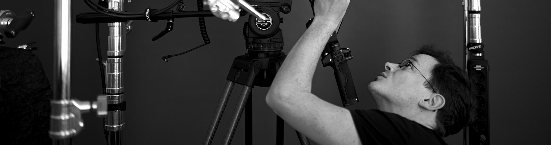 Theater and film director Sebastián Ugovsky.Strassburger on camera varicam testing on film set